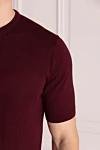 Cesare di Napoli Cotton short sleeve jumper burgundy for men - Optional: Short sleeve. Composition: 100% cotton. Country of manufacture: Italy. Care: specialized cleaning - photo 5