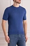 Cesare di Napoli Cotton short sleeve jumper blue for men - Optional: Short sleeve. Composition: 100% cotton. Country of manufacture: Italy. Care: specialized cleaning - photo 3