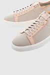 Santoni Beige leather and textile sneakers for women - contrasting sole, contrasting inserts. leather, textile. lacing. Country of manufacture: Italy. Care: specialized cleaning - photo 5