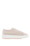 Santoni Women's nubuck sneakers in gray - contrasting sole. nubuck. lacing. Country of manufacture: Italy. Care: specialized cleaning - photo 1