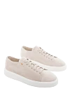 Santoni Women's nubuck sneakers in gray - contrasting sole. nubuck. lacing. Country of manufacture: Italy. Care: specialized cleaning - photo 3