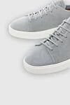 Santoni Gray nubuck sneakers for men - logo, contrast sole. 100% genuine leather. lacing. Country of manufacture: Italy. Care: specialized cleaning - photo 5