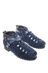 Santoni Men's crocodile leather and doodle blue boots - Textured leather, straps. 80% broadtail, 20% crocodile skin. Lacing, hooks. Sole Height: 1.5cm. Outsole: Other materials. Country of manufacture: Italy. Care: specialized cleaning - photo 3