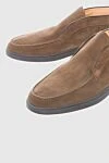 Santoni Brown nubuck loafers for men - contrast sole. 100% leather. platform height 2cm. Country of manufacture: Italy. Care: specialized cleaning - photo 5