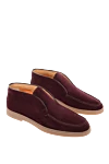 Nubuck loafers burgundy for men Santoni - contrast sole. 100% leather. platform height 2cm. Country of manufacture: Italy. Care: specialized cleaning - photo 2