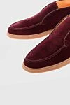 Nubuck loafers burgundy for men Santoni - contrast sole. 100% leather. platform height 2cm. Country of manufacture: Italy. Care: specialized cleaning - photo 4