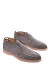 Santoni Gray men's nubuck loafers - contrast sole. natural fur lining. 100% nubuck. platform height 2cm. Country of manufacture: Italy. Care: specialized cleaning - photo 3