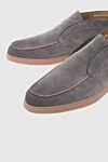 Santoni Gray men's nubuck loafers - contrast sole. natural fur lining. 100% nubuck. platform height 2cm. Country of manufacture: Italy. Care: specialized cleaning - photo 5