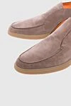 Santoni Beige nubuck loafers for men - contrast sole. 100% leather. platform height 2cm. Country of manufacture: Italy. Care: specialized cleaning - photo 5