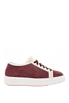 Santoni Burgundy nubuck and fur sneakers for women - contrasting sole, contrasting inserts. nubuck, fur. lacing. Country of manufacture: Italy. Care: specialized cleaning - photo 1