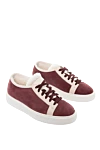 Burgundy nubuck and fur sneakers for women Santoni - contrasting sole, contrasting inserts. nubuck, fur. lacing. Country of manufacture: Italy. Care: specialized cleaning - photo 2