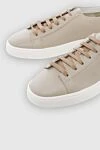 Santoni Beige leather sneakers for men - logo, contrast sole. 100% genuine leather. lacing. Country of manufacture: Italy. Care: specialized cleaning - photo 5