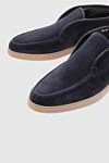 Santoni Blue Nubuck Loafers for men - contrast sole. 100% leather. platform height 2cm. Country of manufacture: Italy. Care: specialized cleaning - photo 5