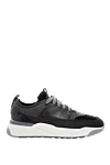 Santoni Black sneakers for women - contrasting sole, inserts. nubuck, leather, fur. lacing. Country of manufacture: Italy. Care: specialized cleaning - photo 1