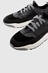 Santoni Black sneakers for women - contrasting sole, inserts. nubuck, leather, fur. lacing. Country of manufacture: Italy. Care: specialized cleaning - photo 5