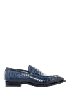 Santoni Crocodile leather loafers blue for men - contrast sole, textured leather. 100% crocodile skin. Country of manufacture: Italy. Care: specialized cleaning - photo 1