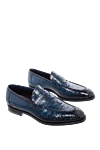 Santoni Crocodile leather loafers blue for men - contrast sole, textured leather. 100% crocodile skin. Country of manufacture: Italy. Care: specialized cleaning - photo 3