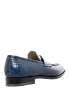 Crocodile leather loafers blue for men Santoni - contrast sole, textured leather. 100% crocodile skin. Country of manufacture: Italy. Care: specialized cleaning - photo 4