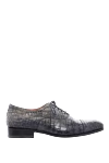 Santoni Men's shoes made of crocodile leather gray - Textured leather. 100% crocodile skin. Lace. Interior finish: Leather. Insole: Leather. Heel height: 2 cm. Other materials. Country of manufacture: Italy. Care: specialized cleaning - photo 1