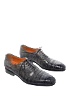 Santoni Men's shoes made of crocodile leather gray - Textured leather. 100% crocodile skin. Lace. Interior finish: Leather. Insole: Leather. Heel height: 2 cm. Other materials. Country of manufacture: Italy. Care: specialized cleaning - photo 3