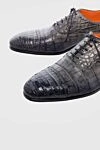 Santoni Men's shoes made of crocodile leather gray - Textured leather. 100% crocodile skin. Lace. Interior finish: Leather. Insole: Leather. Heel height: 2 cm. Other materials. Country of manufacture: Italy. Care: specialized cleaning - photo 5