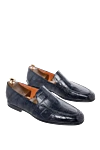 Santoni Men's crocodile leather loafers blue - textured leather. 100% crocodile leather. Country of manufacture: Italy. Care: specialized cleaning - photo 3