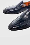 Santoni Лоферы мужские из кожи крокодила синие - фактурная кожа. 100% кожа крокодила. Страна производитель: Италия. Уход: специализированная чистка - фото 5