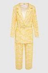 Charo Ruiz Yellow women's cotton and polyester trouser suit - flowers pattern. 70% cotton, 30% polyester. zipper, buttons, belt. two side pockets. Country of manufacture: Italy. Care: specialized cleaning - photo 1