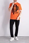 Cotton T-shirt orange for men Philipp Plein - brand logo. 100% cotton. Country of manufacture: Italy. Care: specialized cleaning - photo 2