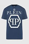 Philipp Plein Blue cotton T-shirt for men - brand logo. 100% cotton. Country of manufacture: Italy. Care: specialized cleaning - photo 1