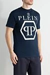 Philipp Plein Cotton T-shirt blue for men - Decor: brand logo. Composition: 100% cotton. Country of manufacture: Italy. Care: specialized cleaning - photo 3