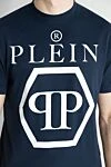 Philipp Plein Cotton T-shirt blue for men - Decor: brand logo. Composition: 100% cotton. Country of manufacture: Italy. Care: specialized cleaning - photo 5