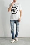 White cotton T-shirt for men Philipp Plein - brand logo. 100% cotton. Country of manufacture: Italy. Care: specialized cleaning - photo 2