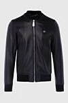 Philipp Plein Black leather jacket for men - Metal brand logo. 100% leather. Closure: Zipper. Two side pockets. Country of manufacture: Italy. Care: specialized cleaning - photo 1