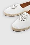 Philipp Plein White cotton and leather espadrilles for men - braided straw edging. leather interior. 100% cotton. Country of manufacture: Italy. Care: specialized cleaning - photo 5