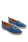 Philipp Plein Espadrilles jute and leather blue for men - Decor: logo, braided straw edging. Optional: leather interior. Composition: 100% jute. Country of manufacture: Italy. Care: specialized cleaning - photo 3