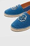 Philipp Plein Blue jute and leather espadrilles for men - logo, braided straw edging. leather interior. 100% jute. Country of manufacture: Italy. Care: specialized cleaning - photo 5