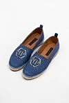 Blue jute and leather espadrilles for men Philipp Plein - logo, braided straw edging. leather interior. 100% jute. Country of manufacture: Italy. Care: specialized cleaning - photo 6