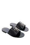 Philipp Plein Black leather flip flops for men - logo. 100% leather. Country of manufacture: Italy. Care: specialized cleaning - photo 3