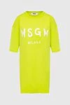 MSGM Сукня з бавовни жовта жіноча - вільний крій, принт логотипа бренду. 100% бавовна. Країна виробник: Італія. Догляд: спеціалізоване чищення - фото 1