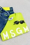 MSGM Сукня з бавовни жовта жіноча - вільний крій, принт логотипа бренду. 100% бавовна. Країна виробник: Італія. Догляд: спеціалізоване чищення - фото 7