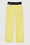 MSGM Yellow wool trousers for women - logo, contrasting belt. 96% wool, 4% elastane. elastic belt. Country of manufacture: Italy. Care: specialized cleaning - photo 1