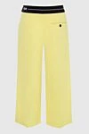 Yellow wool trousers for women MSGM - logo, contrasting belt. 96% wool, 4% elastane. elastic belt. Country of manufacture: Italy. Care: specialized cleaning - photo 6