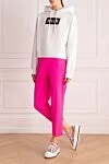 Women's cropped pants bright pink MSGM - two pockets. 96% wool, 4% elastane. zipper, buttons. Country of manufacture: Italy. Care: specialized cleaning - photo 2