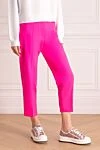 MSGM Women's cropped pants bright pink - two pockets. 96% wool, 4% elastane. zipper, buttons. Country of manufacture: Italy. Care: specialized cleaning - photo 3