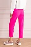 Women's cropped pants bright pink MSGM - two pockets. 96% wool, 4% elastane. zipper, buttons. Country of manufacture: Italy. Care: specialized cleaning - photo 4