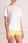 MSGM White cotton T-shirt for women - logo. 100% cotton. Country of manufacture: Italy. Care: specialized cleaning - photo 3