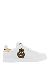 Dolce & Gabbana White leather sneakers for men - Decor: logo, coat of arms. Composition: 100% genuine leather. Clasp: lacing. Sole: height 2cm. Country of manufacture: Italy. Care: specialized cleaning - photo 1