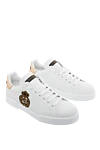 Dolce & Gabbana White leather sneakers for men - Decor: logo, coat of arms. Composition: 100% genuine leather. Clasp: lacing. Sole: height 2cm. Country of manufacture: Italy. Care: specialized cleaning - photo 3