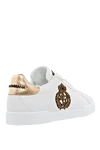 White leather sneakers for men Dolce & Gabbana - Decor: logo, coat of arms. Composition: 100% genuine leather. Clasp: lacing. Sole: height 2cm. Country of manufacture: Italy. Care: specialized cleaning - photo 4